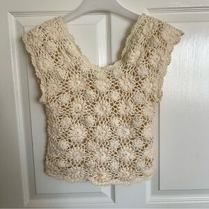 Free People Cream Crochet Sleeveless Top